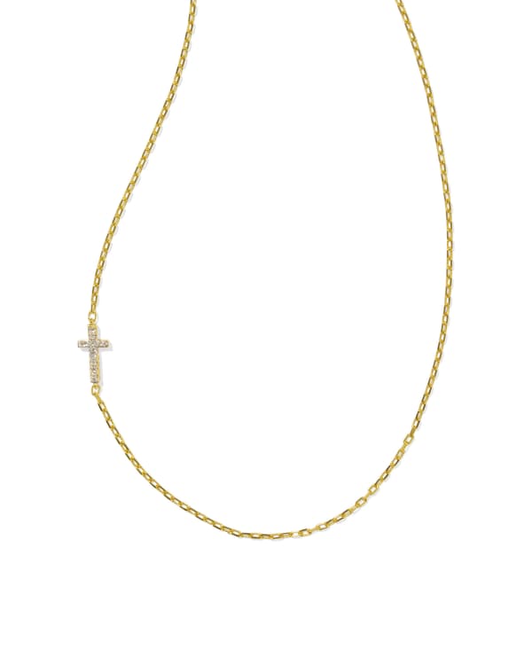 Cross 18k Gold Vermeil Inline Pave Necklace in White Topaz